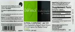 Label for Alpha Lipoic Acid 100 mg