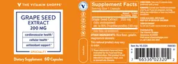 Label for Grape Seed Extract 200 mg
