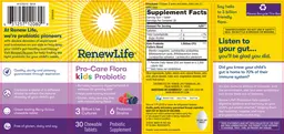Label for Pro-Care Flora Kids Probiotic Natural Berry Flavor