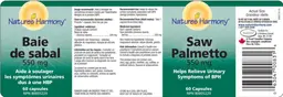 Label for Saw Palmetto 550 mg