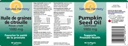 Label for Pumpkin Seed Oil 1000 mg