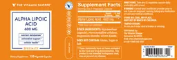 Label for Alpha Lipoic Acid 600 mg