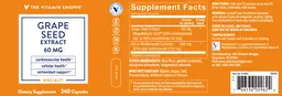Label for Grape Seed Extract 60 mg