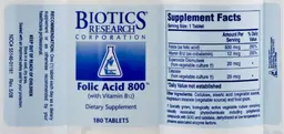Label for Folic Acid 800
