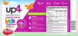 Label for up4 Probiotic + Prebiotic Kids Gummies Berry Delicious