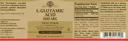 Label for L-Glutamic Acid 500 mg