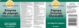 Label for Papaya Enzyme Chewable