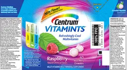 Label for Centrum VitaMints Raspberry