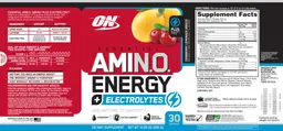 Label for Essential AmiN.O. Energy + Electrolytes Cranberry Lemonade Breeze