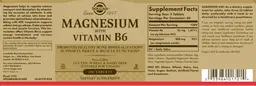 Label for Magnesium with Vitamin B6