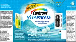 Label for Centrum VitaMints Wintergreen