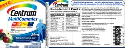 Label for Centrum MultiGummies Men Natural Cherry, Berry & Apple Flavors