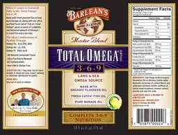 Label for Master Blend Total Omega 3-6-9 Lemonade Flavor
