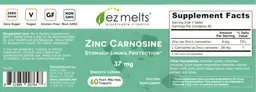 Label for Zinc Carnosine 37 mg Smooth Lemon