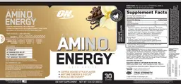 Label for Essential AmiN.O. Energy Iced Cafe Vanilla Flavor