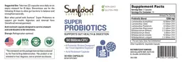 Label for Super Probiotics 50 Billion CFU