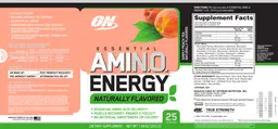 Label for Essential AmiN.O. Energy Simply Peach Tea