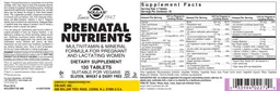 Label for Prenatal Nutrients