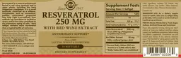 Label for Resveratrol 250 mg with Red Wine Extract