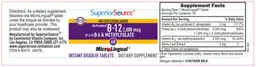 Label for Activated B-12 2,000 mcg