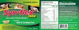 Label for Synflex Glucosamine Complex 1500 Orange Flavor