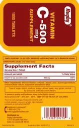 Label for Vitamin C-500 mg
