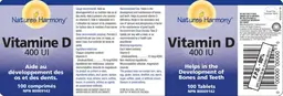 Label for Vitamin D 400 IU