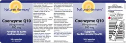 Label for Coenzyme Q10 Ubiquinone 100 mg