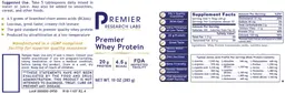 Label for Premier Whey Protein