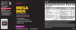 Label for Mega Men Gummy Multivitamin Mixed Berry