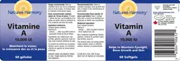 Label for Vitamin A 10,000 IU