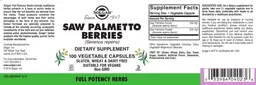 Label for Saw Palmetto Berries