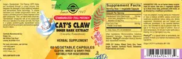 Label for Cat's Claw Inner Bark Extract