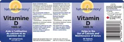 Label for Vitamin D 1000 IU