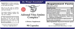 Label for Adrenal Vita-Amino Complex