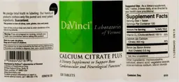 Label for Calcium Citrate Plus