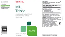Label for Milk Thistle 200 mg