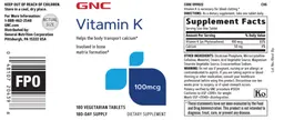 Label for Vitamin K 100 mcg