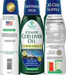 Label for Icelandic Cod Liver Oil Natural Lemon Flavor