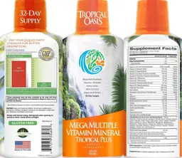 Label for Mega Multiple Vitamin Mineral Tropical Plus