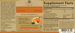 Label for Liquid Calcium Magnesium Citrate with Vitamin D3 Natural Orange-Vanilla Flavor
