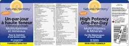 Label for High Potency One-Per-Day Timed-Release Multi-Vitamins & Minerals
