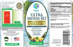 Label for Ultra Methyl B12 Great Tasting Strawberry Flavor