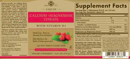 Label for Liquid Calcium Magnesium Citrate with Vitamin D3 Natural Strawberry Flavor