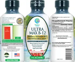 Label for Ultra Max B-12 Delicious Strawberry Flavor