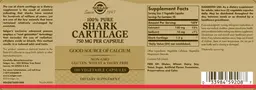 Label for 100% Pure Shark Cartilage