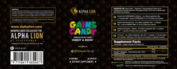 Label for Gains Candy Powered by Dynamine