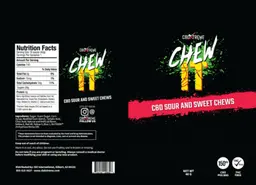 Label for ChewIT CBD Sour and Sweet Chews