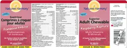 Label for Superior Adult Chewable Raspberry Rapture Multi-Vitamins & Minerals