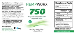 Label for 750 Hemp-Derived Crystalline CBD Peppermint Flavor